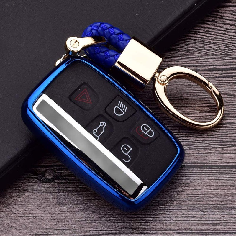 ROYALFOX(TM 5 buttons silicone carbon fiber smart remote Key Fob case Cover For Land Rover Defender Discovery Sport LR2 LR3 LR4 Range Rover Sport EVOQUE and Jaguar XF XJ XJL XE F-PACE (carbon fiber) - Image 3